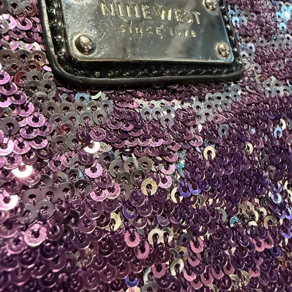 Nine West Laptop Bag Pink and Silver Glitter with Zipper Closure - Picture 9 of 10